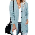 thumbnail image 1 of Fashnice Ladies Outwear Open Front Coat Long Sleeve Cardigan Sweater Loose Work Jacket Light Blue XL, 1 of 2