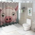 thumbnail image 7 of BCIIG Pig Bathroom Decor Set with Hooks, Colorful Luxurious Graphic Print Polyester Fabric Shower Curtain, Waterproof and Easy to Install 60x72, 7 of 7