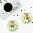 thumbnail image 5 of Bingfone Vintage Avocado Merry Christmas Leather Drinks Coasters With Set Of 6,Suitable For Home Kitchen,Coffee Cup Coasters Home Gift, 5 of 9