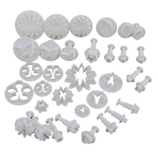 Daycount 33 Pcs Fondant Cutters Tools, Fondant Cake Cutter Mould, Ejector  Stamp Modeling Cookie Plunger Cutter Sugarcraft Flower Leaf Butterfly Heart