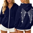 thumbnail image 2 of Wxolcjlv Womens Rhinestone Angel Wing Print Zip Up Hoodies Long Sleeve Outerwear Tops, 2 of 6