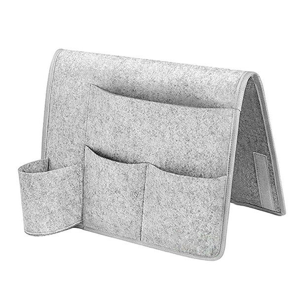 Organizador de litera de noche, bolsa de almacenamiento colgante de fieltro con caja de pañuelos, botella de agua, Gris claro
