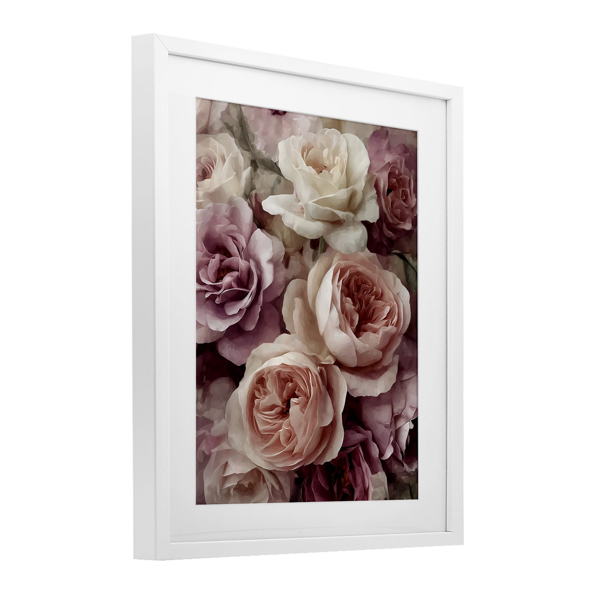 Stupell Industries Sweet Roses in Blush Pink White Framed Print Under Glass, design by Franklyn Gregory
