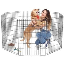 ZephyPaws Dog Exercise Pen & Playpen with Door 8 Panels Pet Playpen Dog Pen 24"W x 36"H Black