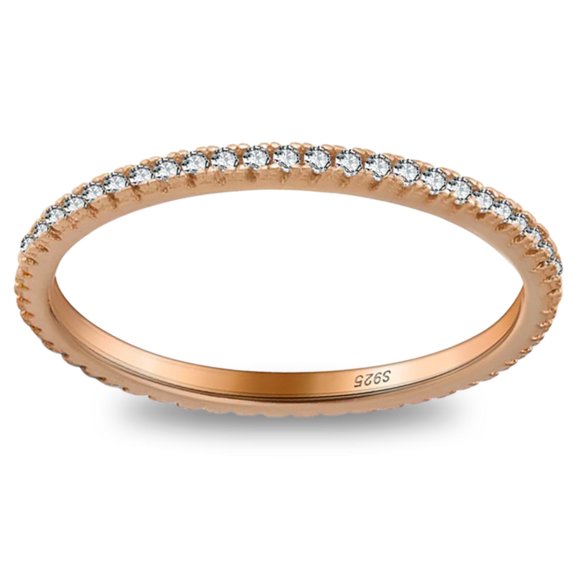 Eternity Wedding Band for Women Cubic Zirconia Sterling Silver Stacking Rings Ginger Lyne Collection