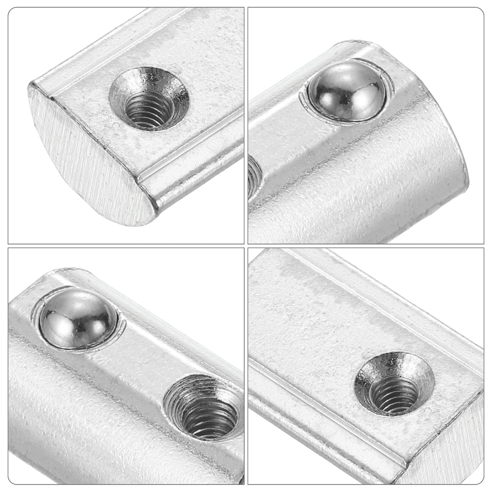 Uxcell M4 T Spring Nut, 25 Pack 4545 Series Half Round Roll in Spring Nut, Carbon Steel Nickel Plated Roll Ball Elastic Nut with Slot 10mm for 4545 Series Aluminum Extrusion Profile