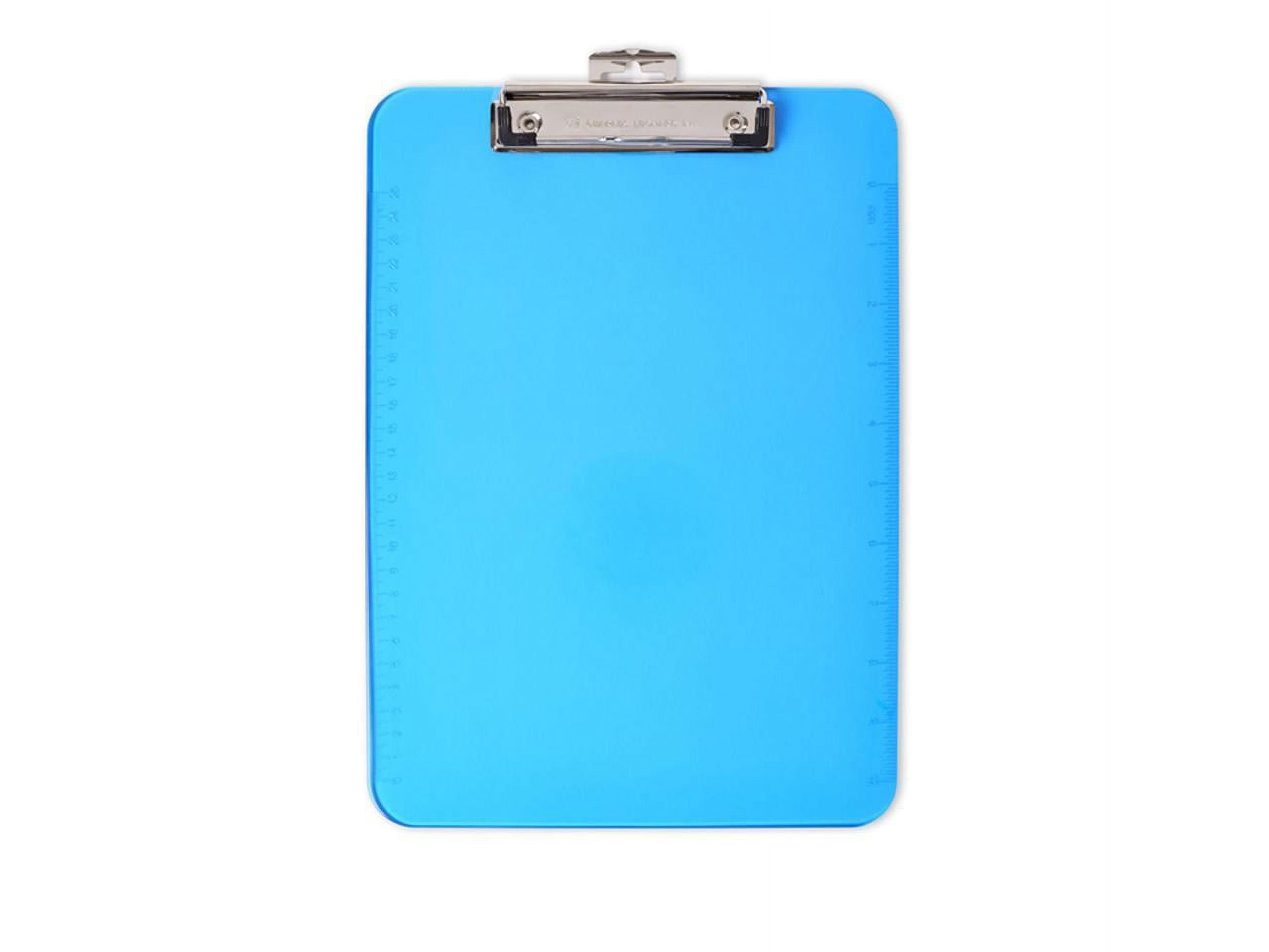 CLI Rubber Grip Plastic Clipboards - 8 1/2" x 11" - Low-profile - Plastic - Neon Blue - 1 Each