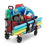 Gorilla Carts Collapsible Folding Wagon Cart, 7 Cu Ft Bed, 150 lb Load Rating, Red