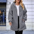 thumbnail image 4 of Cárdigan de Larga con Capucha y Cremallera para Mujer, Chaqueta Holgada de Felpa, Chaqueta de Felpa para Mujer Gris Oscuro XL, 4 of 8