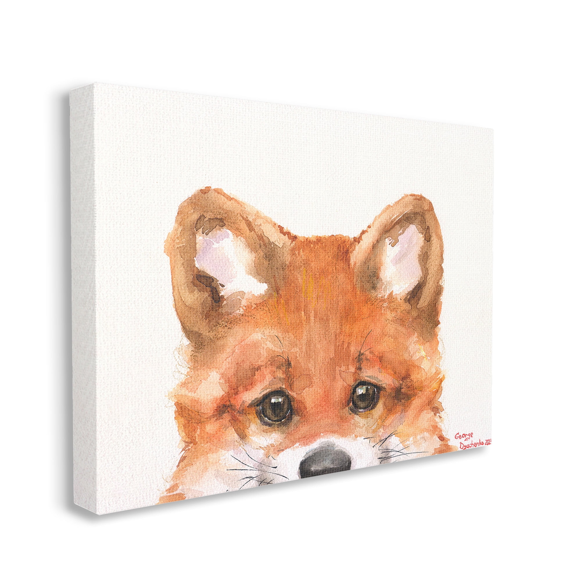Stupell Industries Fox Cub Peeking Animals & Insects Painting Gallery Wrapped Canvas Art Print Wall Art, 30 x 24