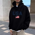 thumbnail image 2 of Yertdoel Hoodies for Men Drawstring USA Graphic Print Long Sleeve Hooded Sweatshirt Stylish Warm Casual Pullover Top with Pocket, 2 of 7