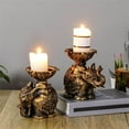 thumbnail image 3 of Rvaymup 2Pcs Embossed Resins Elephant Candle Holder Vintage Antiqued Elephant Statue, 3 of 14