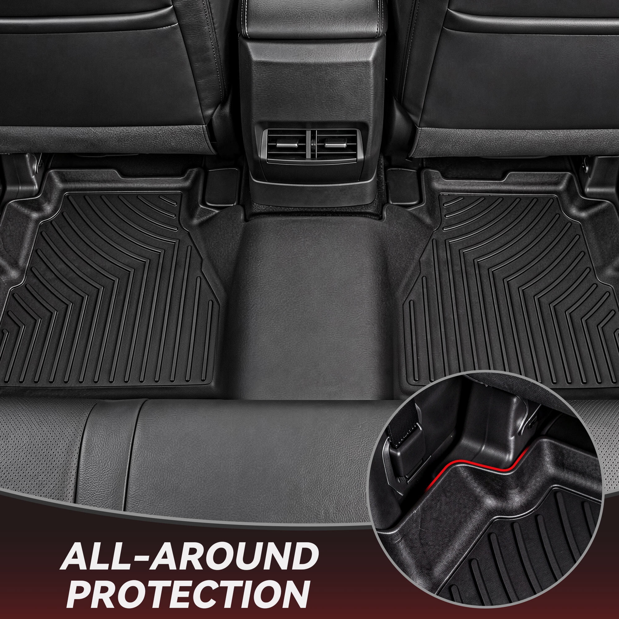 LEDKINGDOMUS All Weather Floor Mats for 2022-2026 Nissan Frontier Crew Cab - Custom Fit TPE Car Liners, 1st & 2nd Row, Black, Not for King Cab