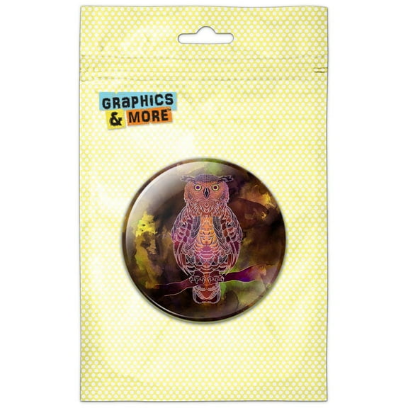 Owl Watercolor Purple Pinback Button Pin Badge