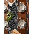 thumbnail image 2 of Black Snowflake Christmas Burlap-Cotton Table Runner 36 Inches Long,Xmas Snowflake Vintage Farmhouse Table Runners,Outdoor Dining Tablecloths Decor for Baby Shower Party Wedding 13x36, 2 of 9