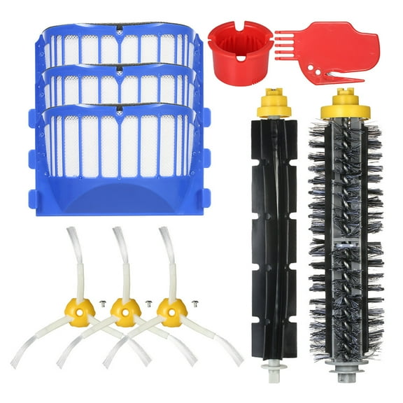 Pack of 10 Replacement Accessories Kit for iRobot Roomba 600 Series 690 691 694 650 651 664 615 601 630 Vacuum Cleaner-- Bristle Brush   Flexible Brush   Side Brushes   Filter   Cleaning Tool