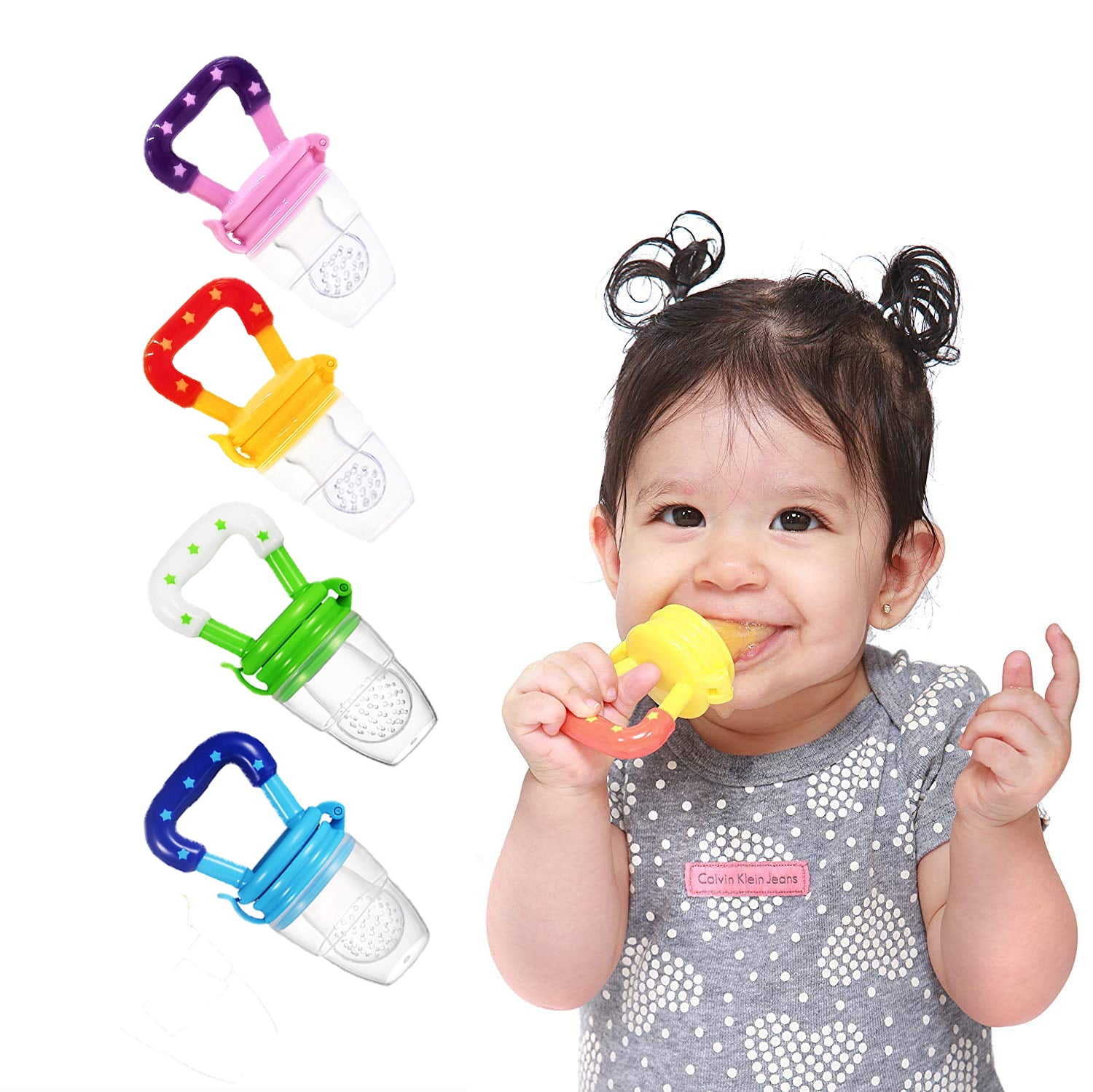 Baby Fruit Feeder/Food Feeder Pacifier for Babies (2 Pack) - HAOBAOBEI Mesh  Teethers for Babies, Infant Teething Toy in Appetite Stimulating Colors