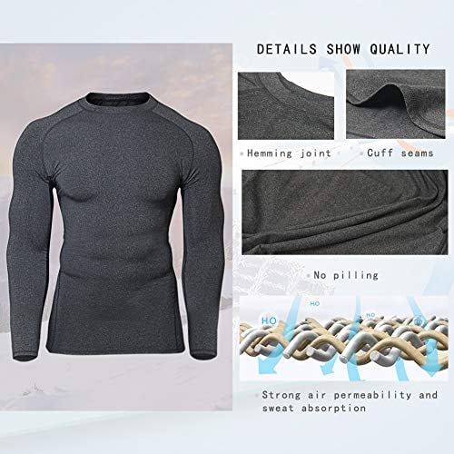 Krofaue Mens Thermal Underwear Set Compression Winter Base Layer Warm Top & Bottom Ultra Soft Gear Sport Long Johns Set
