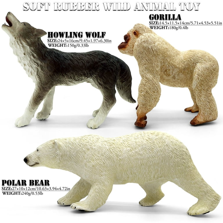 Jumbo Safari Animal Toys Set -Soft Rubber Zoo Animals (Gorilla 5.5