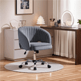 thumbnail image 2 of Alden Design Adjustable Tufted Velvet Office Chair with Barrel Back for Home Office, Dark Gray, 2 of 10