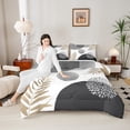 thumbnail image 4 of Homewish Geometric Stripes Circle 3-Piece Full Size Comforter Sets for Female Men Teens,Vintage Aesthetic Bedding Comforter Set,Botanical Plants Leaves Lightweight Bedding Sets,Breathable Home Decor, 4 of 8