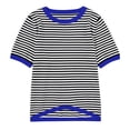 thumbnail image 5 of Trendfront Womens Crew Neck Short Sleeve T Shirts Horizontal Striped Tee Soft Lightweight Breathable Classic Stylish Tops, 5 of 7