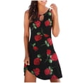 thumbnail image 2 of Robes d'Été Robe Femmes Décontractée Été en Vrac Imprimé Floral Robe Réservoir Creux sur la Plage Robe Sans Manches Rouge XXL, 2 of 5