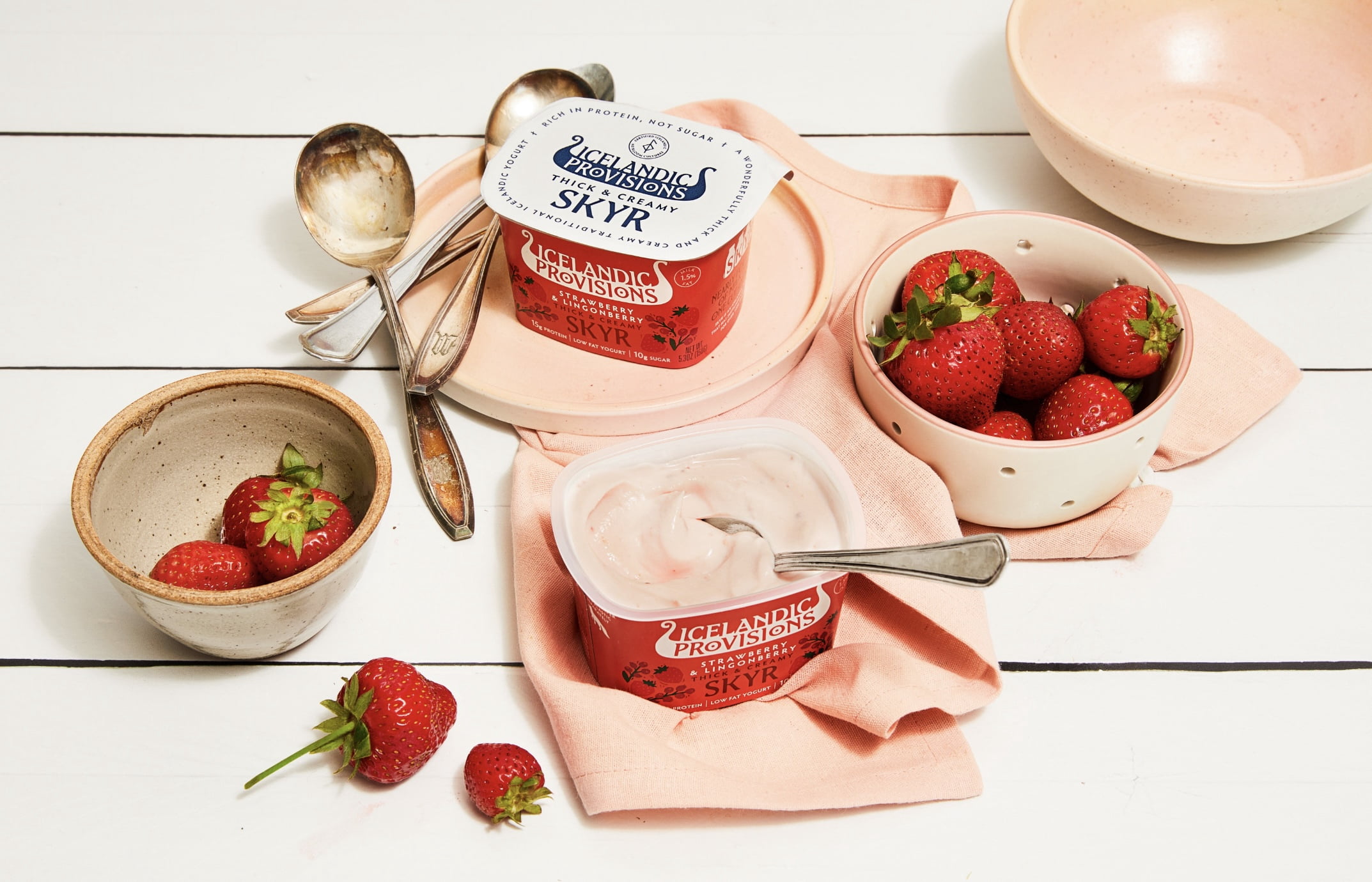 Icelandic Provisions Skyr, Strawberry Lingonberry Yogurt, 5.3 Ounce Plastic Cup