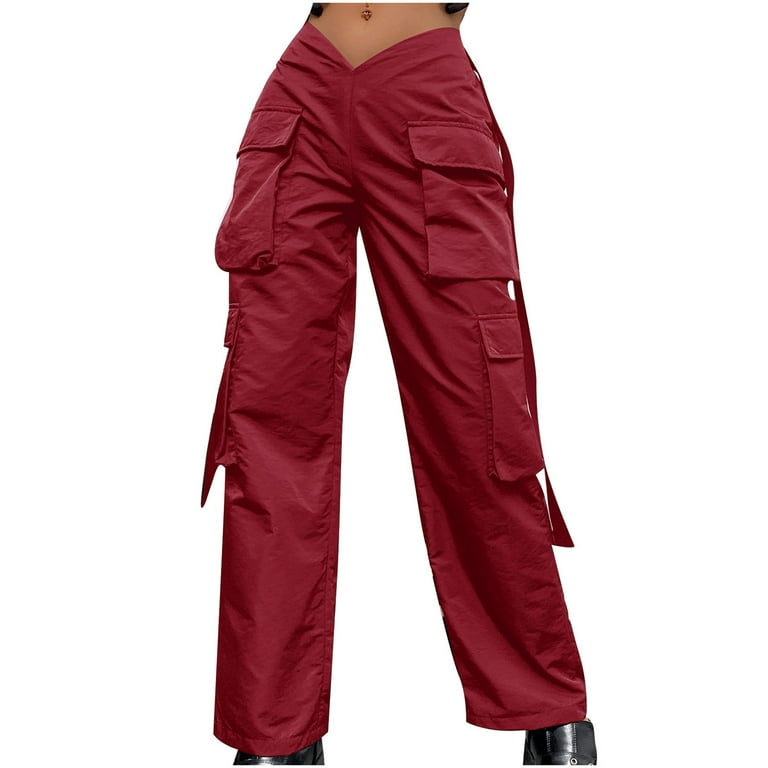 Mrat Black Work Pants Women Full Length Pants Ladies Street Style Fashion  Design Sense Multi Pocket Overalls Low Waist Sports Pants Pants For Female  Casual Red XL 