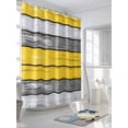 thumbnail image 3 of Coastal Style Shower Curtain, Retro Gray Yellow Stripes Wood Grain Waterproof Shower Curtain Set with 12 Hooks Lightweight Washable Fabric Shower Curtains for Bathroom 72x72 Inches, 3 of 6