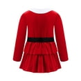 thumbnail image 2 of DPOIS Kids Girls Christmas Costume Long Sleeve Layered A-line Velvet Red Dress Red 4, 2 of 7