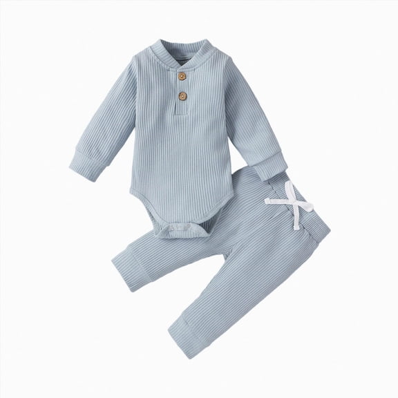 Gibobby Infant Baby Boys Girls Rompers Long Sleeve Round Neck Solid Color Onesie 3 6 9 12 18 Months Newborn Baby Soft Onesie Infant Winter Outfits(9-12 Months,Blue)