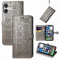 thumbnail image 1 of Funda Cartera FOXDOCK para iPhone 17 , Flip PU con Relieve de Gatos y Perros, Tarjetero y Soporte, 1 of 6