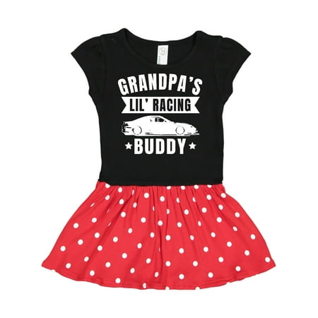 

Inktastic Grandpas Lil Racing Buddy Gift Toddler Girl Dress