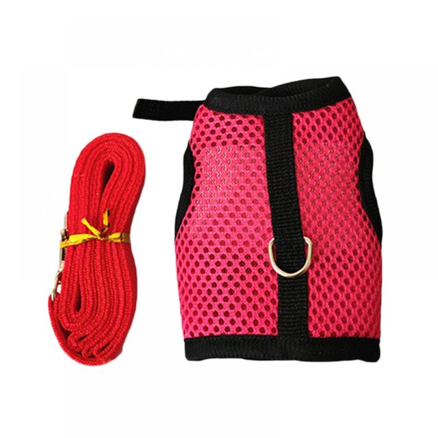 Small Pet Rabbit Harness And Leash Set Two-legged Chest Strap Outdoor Traction Rope Leash Clothes for Chinchilla Dutch Guinea Pig Breathable Mesh