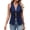 Deep Blue, variant on Women Tie-Bow Front Deep V Neck Denim Vest Sleeveless Jean Jacket Light Blue L