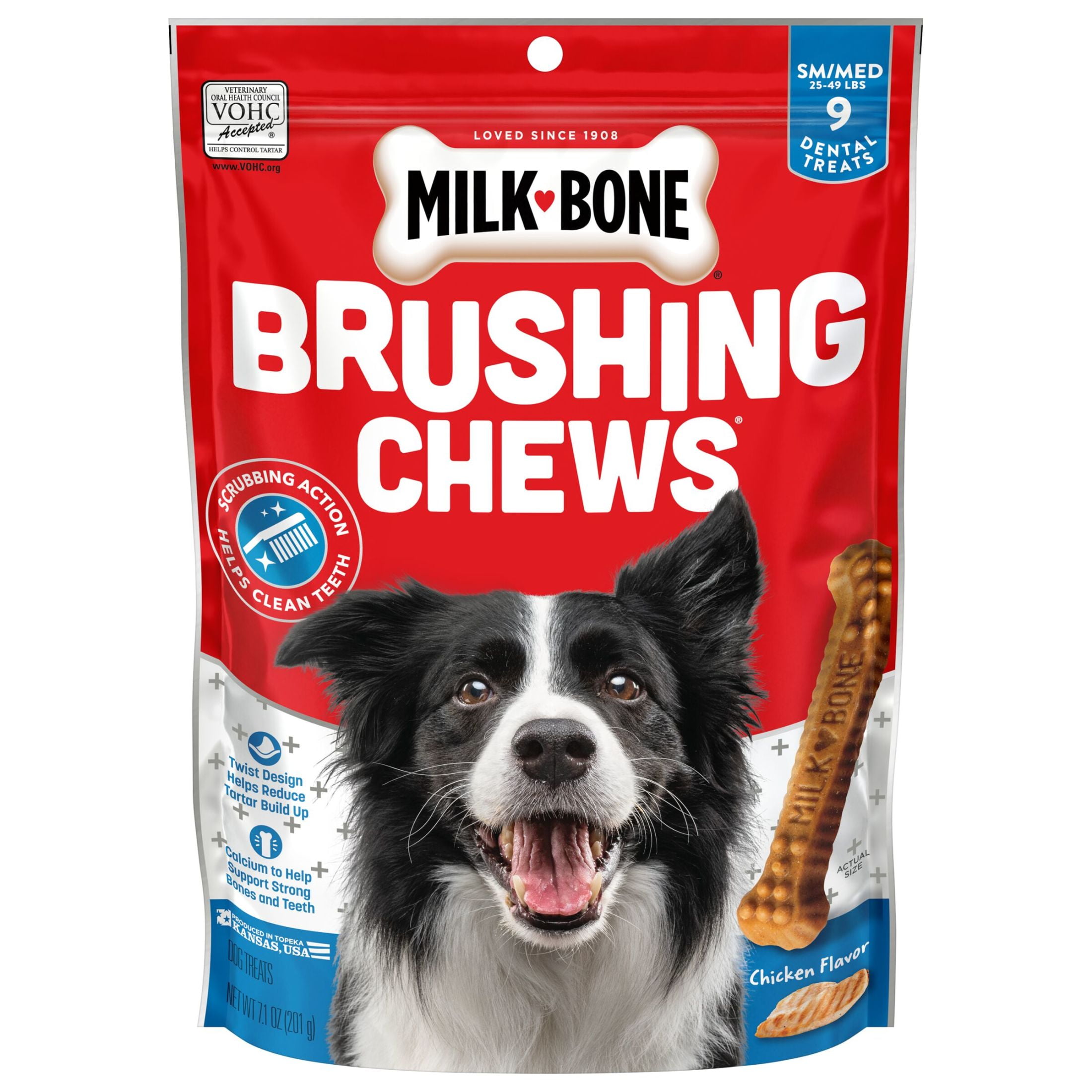 (24 pack) Milk Bone Brushing Chews Original Chicken Flavor Daily Dental Dog Treats, Small/Medium, 7.1 Ounce Bag