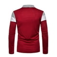 thumbnail image 4 of Oucaili Polo de empalme de rayas para hombres Tops de manga larga Tops básicos de invierno Blusa Jersey, 4 of 4