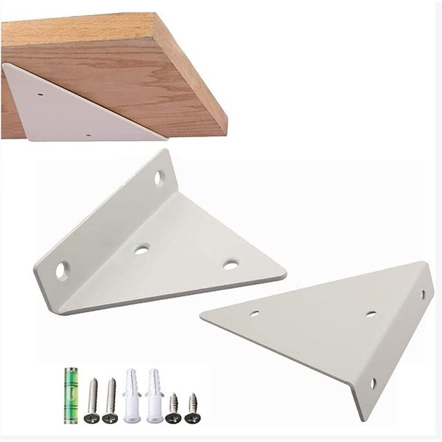 Soportes para estantes de 2 piezas, soportes para estantes, soportes para estantes ocultos invisibles, soportes para estantes de pared triangulares, para dormitorio