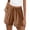 Khaki, variant on POROPL Womens Shorts,Linen Elastic Waist Drawstring Lace Trim Shorts with Pockets,Black Size 8