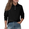 thumbnail image 2 of Girls Long Sleeve Polo Shirts Kids Casual School Uniform Shirts Cute Tops 5-14Y, 2 of 5
