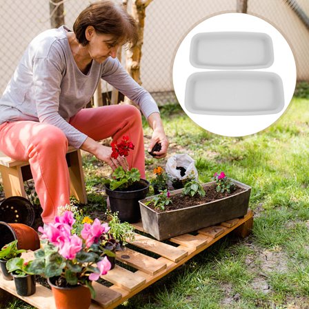 HEMOTON 4pcs Long Rectangle Plant Drip Tray and Plastic Growing Trays with Rectangular Saucers Ideal for Indoor Plant Pots and Watering