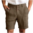 thumbnail image 2 of Fanxing Mens Shorts Cotton Beach Short Pants Outdoor Solid Color Summer Short Pants Coffee,S, 2 of 7