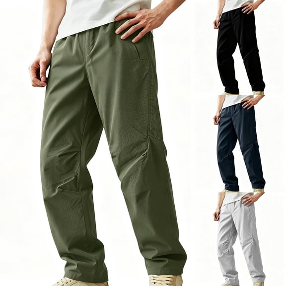 Men's and Big Lightweight Hiking Pants UPF 50 Summer Loose Breathable Elastic Waist Outdoor Softshell Pants for Fishing Golf Travel Size 4XL Army Green