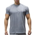thumbnail image 2 of Blusas y camisas de manga corta y cuello redondo para hombre. Blusas casuales de verano para hombre, de manga corta, de color liso, con cuello redondo, para fitness. Blusas de poliéster para hombre., 2 of 6