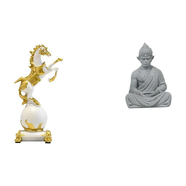 Colección de figuras de Buda con caballo y mono para dormitorio, sala de estar, hotel, patio, centro de mesa y adorno de escritorio.