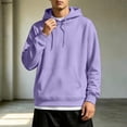 thumbnail image 2 of OIOLOYJM Mens Hoodies Casual Basic Relaxed Fit Drawstring Soft Comfortable Athletic Hooded Sweatshirts Retro Classic Business Work Pullover with Pocket Light Purple S, 2 of 5