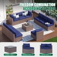 thumbnail image 2 of Clouddwell 11 Piece Patio Furniture Set Wicker Rattan Patio Conversation Set Outdoor Sectional Sofa Set with Coffee Table and Blue Cushions, 2 of 6