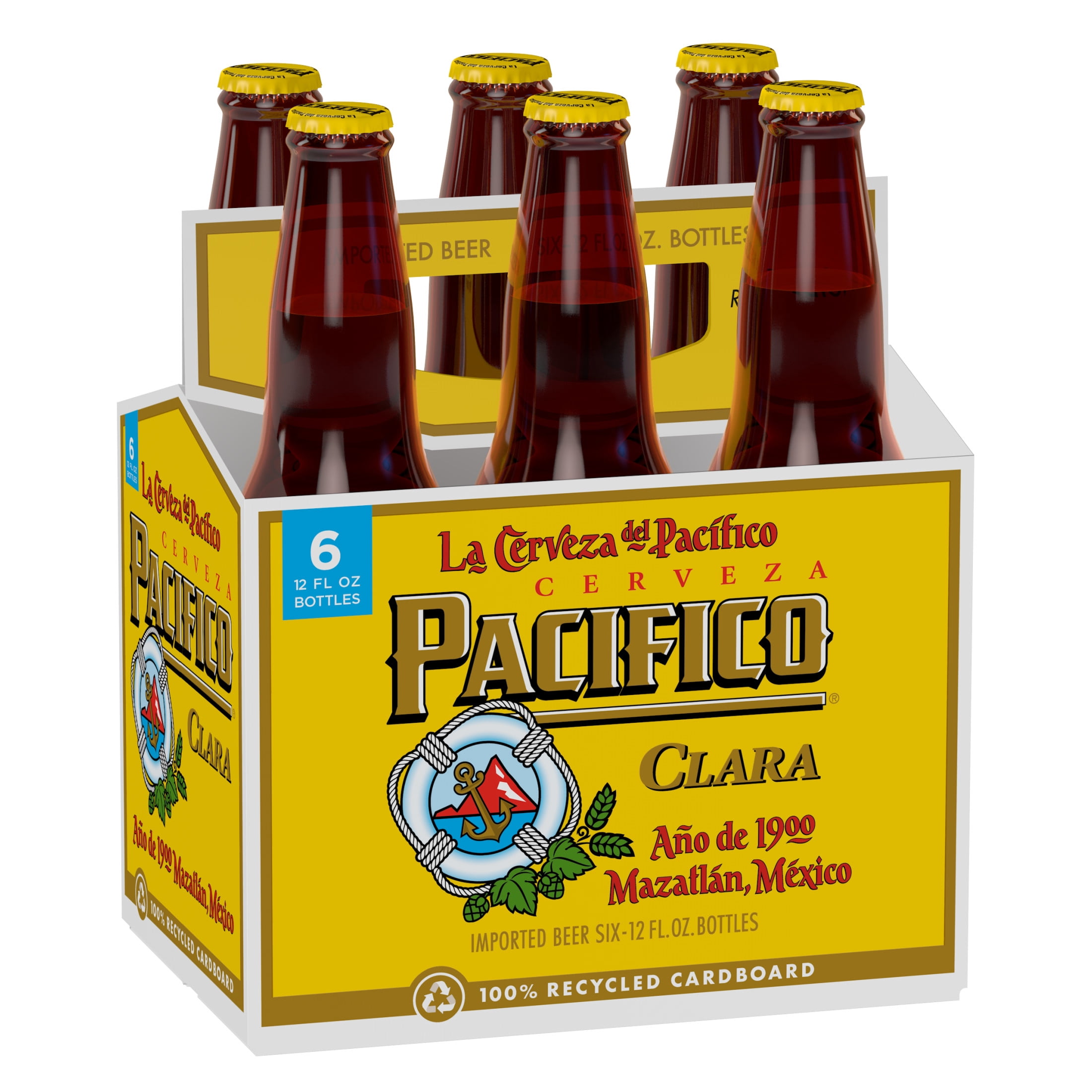 Pacifico Clara Mexican Lager Import Beer, 6 pack 12 fl. oz. Bottles, 4.4% ABV