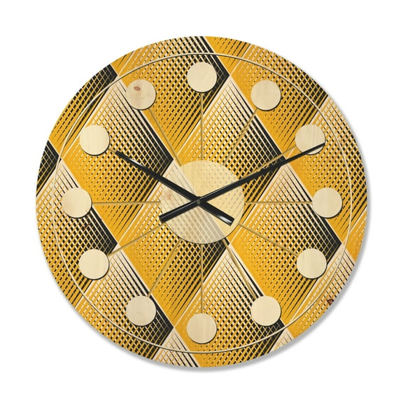 Designart 'Retro Rhombus Geometric ' Mid-Century Modern Wood Wall Clock